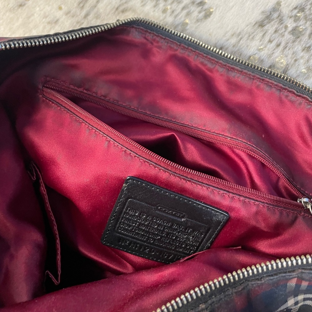 Coach Poppy Tartan Red Signature Sateen Plaid Purse - Picture 12 of 16
